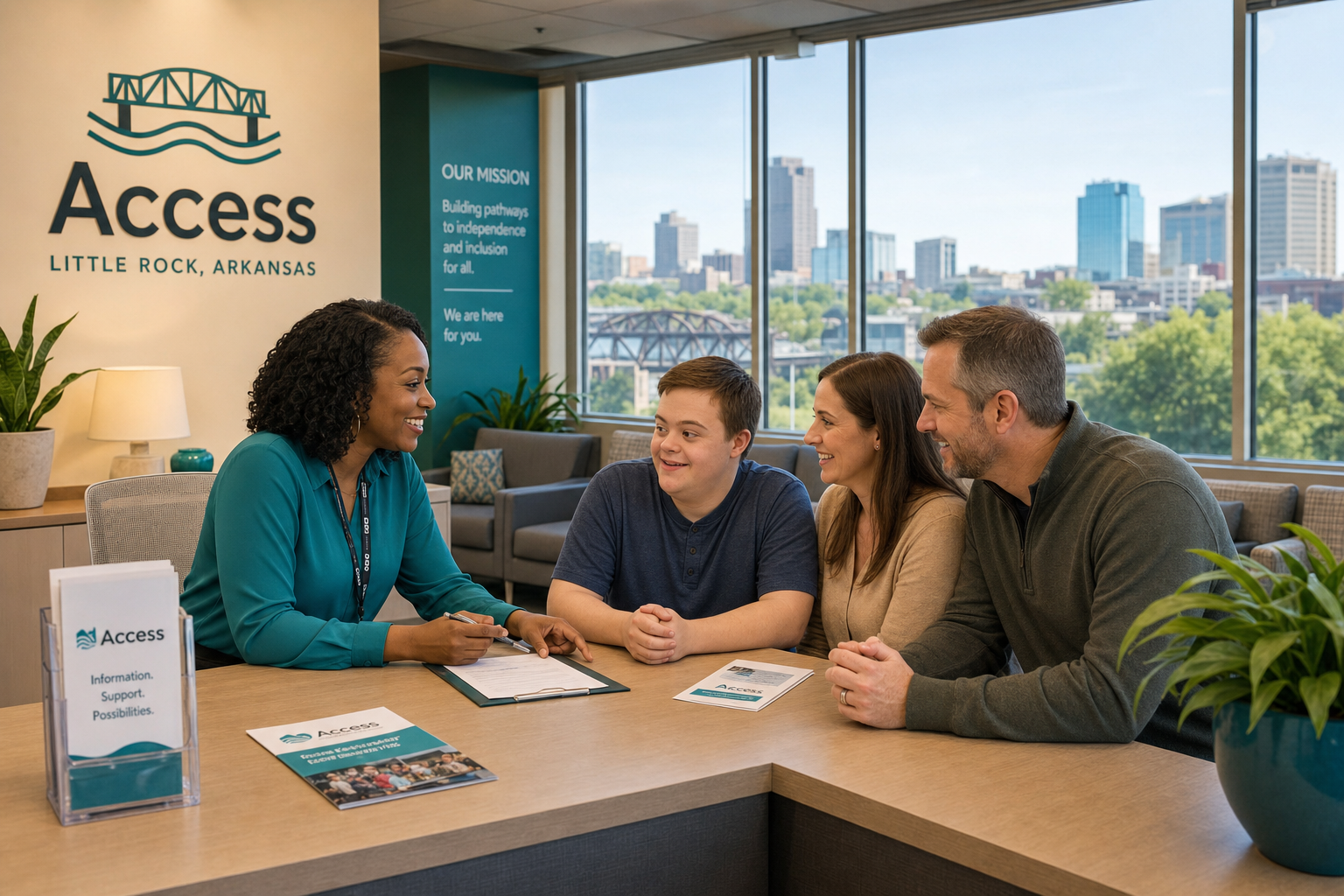 AcuityCare Access coordinator meeting with a family in Little Rock, Arkansas office